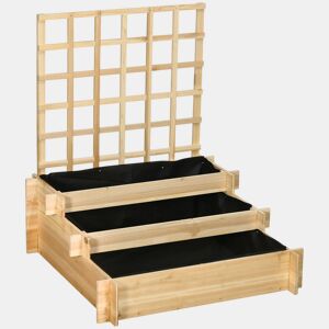 Outsunny Floreira de 3 Níveis com Treliça Hortal Vertical com Tecido não Tecido para Cultivos de Verduras Flores Ervas 95x95x110 cm Madeira