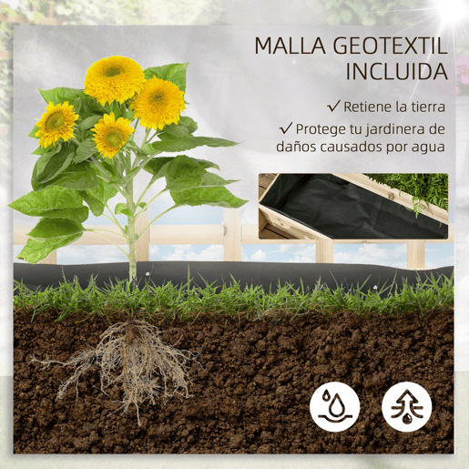 Outsunny Floreira de 3 Níveis com Treliça Hortal Vertical com Tecido não Tecido para Cultivos de Verduras Flores Ervas 95x95x110 cm Madeira