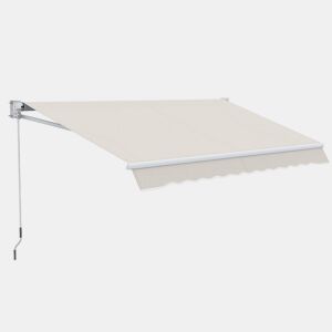 Outsunny Toldo Manual Retrátil com Manivela 200x295 cm Toldo de Parede com Proteção Solar UV50+ e Estrutura de Alumínio para Jardim Varanda Exterior Creme