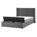Beliani Cama con banco de almacenaje Terciopelo NOYERS 170x247 Beliani Cama con banco de almacenaje Terciopelo NOYERS 170x247 Gris