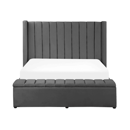 Cama com banco de arrumação Veludo NOYERS 140 x 200 cm Cinzento