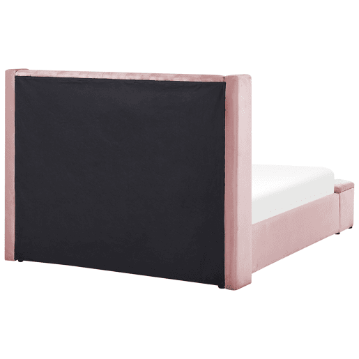 Cama com banco de arrumação Veludo NOYERS 140 x 200 cm Rosa