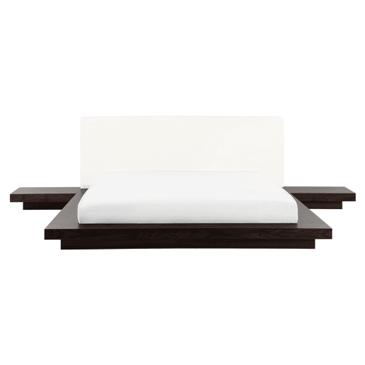 Cama de água Pele sintética ZEN 160 x 200 cm Madeira escura de freixo