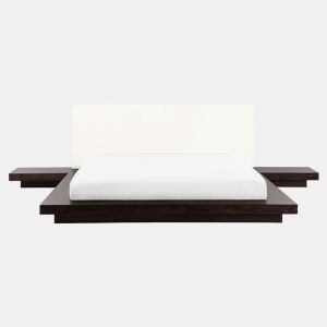 Cama de água Pele sintética ZEN 160 x 200 cm Madeira escura de freixo