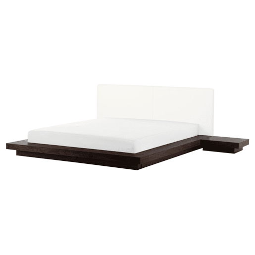 Cama de água Pele sintética ZEN 160 x 200 cm Madeira escura de freixo