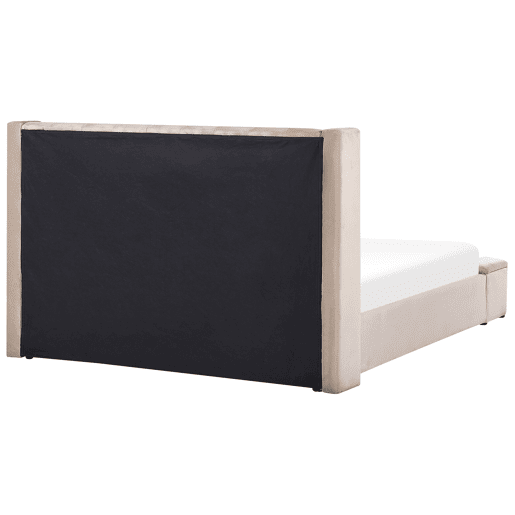 Cama com banco de arrumação Veludo NOYERS 180 x 200 cm Creme