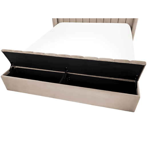 Cama com banco de arrumação Veludo NOYERS 180 x 200 cm Creme