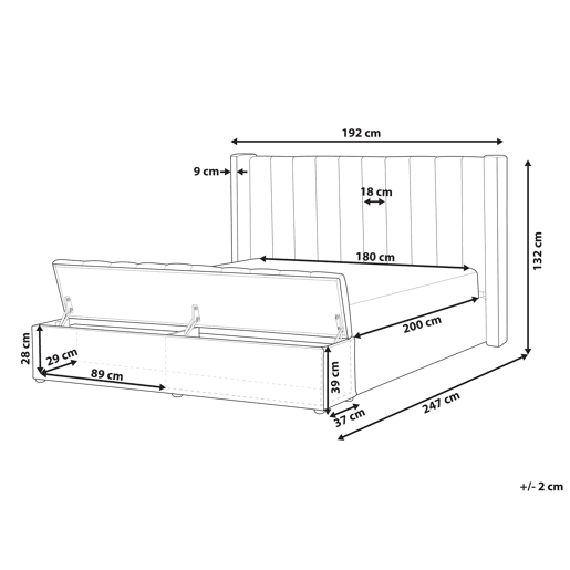 Cama com banco de arrumação Veludo NOYERS 180 x 200 cm Preto