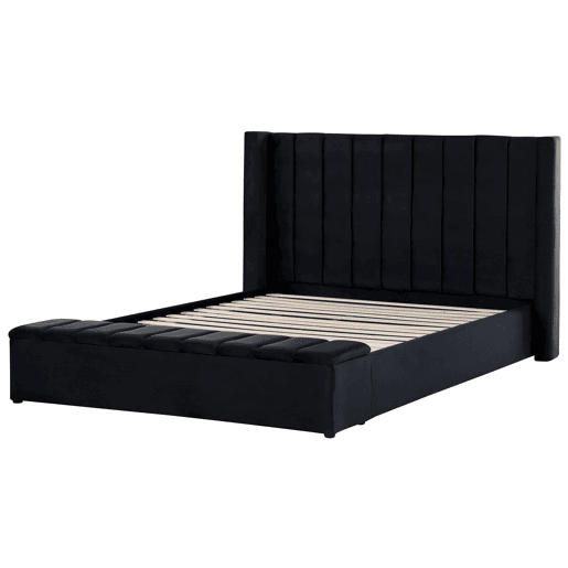 Cama com banco de arrumação Veludo NOYERS 180 x 200 cm Preto