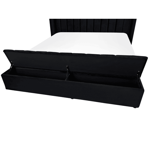 Cama com banco de arrumação Veludo NOYERS 180 x 200 cm Preto