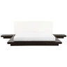 Cama Pele sintética ZEN 180 x 200 cm Madeira escura de freixo