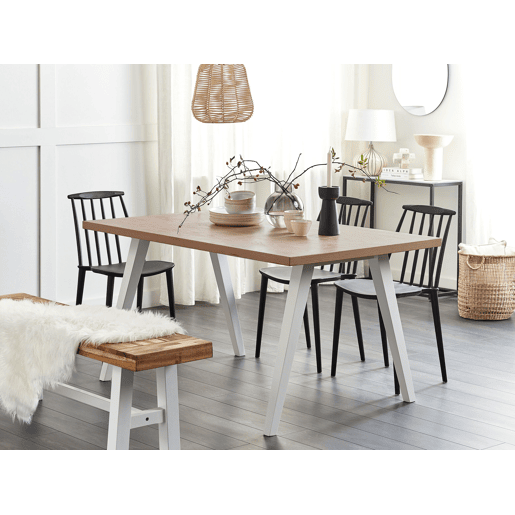 Mesa de jantar LENISTER CastanhoBranco 150 cm 90 cm