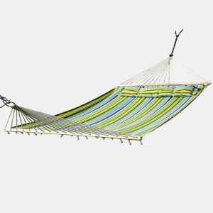 Outsunny Cama Rede Suspensa de Jardim para 2 Pessoas Cama Rede para Campismo com Almofada Carga Máxima 180 kg 210x140cm Azul e Verde