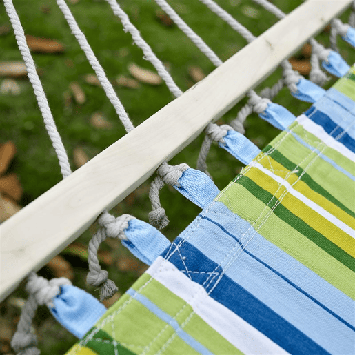 Outsunny Cama Rede Suspensa de Jardim para 2 Pessoas Cama Rede para Campismo com Almofada Carga Máxima 180 kg 210x140cm Azul e Verde