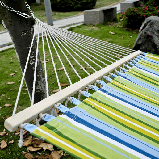 Outsunny Cama Rede Suspensa de Jardim para 2 Pessoas Cama Rede para Campismo com Almofada Carga Máxima 180 kg 210x140cm Azul e Verde