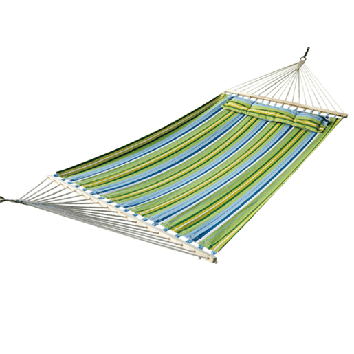 Outsunny Cama Rede Suspensa de Jardim para 2 Pessoas Cama Rede para Campismo com Almofada Carga Máxima 180 kg 210x140cm Azul e Verde