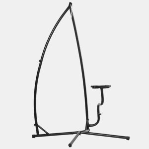 Outsunny Suporte para cadeira suspensa Suporte giratório de 190 cm com mesa lateral carga máx.120kg Estrutura metálica para jardim de pátio preto