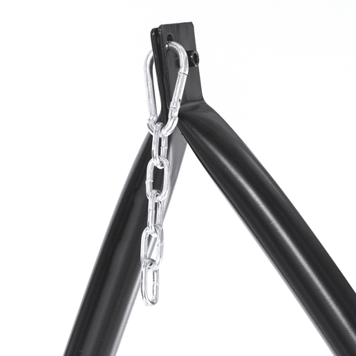 Outsunny Suporte para cadeira suspensa Suporte giratório de 190 cm com mesa lateral carga máx.120kg Estrutura metálica para jardim de pátio preto