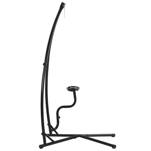 Outsunny Suporte para cadeira suspensa Suporte giratório de 190 cm com mesa lateral carga máx.120kg Estrutura metálica para jardim de pátio preto
