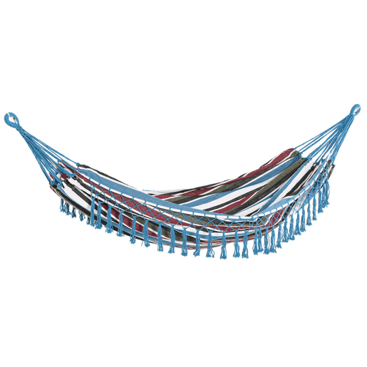 Outsunny Cama de Rede Dupla Portátil de Algodão 300x150cm com Bolsa de Transporte para Exterior Pátio Jardim Praia Campismo Carga Máxima 120 kg Multicor