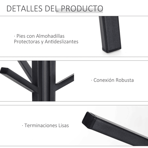 HOMCOM Cabide de Pé Metálico para Pendurar Roupa Bolsas com 9 Ganchos e Prateleira Cabide de Pé Moderno 45x45x180 cm Preto