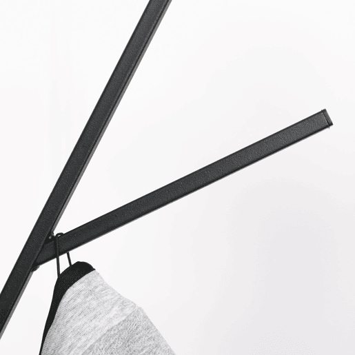 HOMCOM Cabide de Pé Metálico para Pendurar Roupa Bolsas com 9 Ganchos e Prateleira Cabide de Pé Moderno 45x45x180 cm Preto