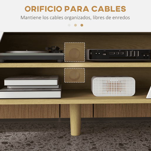 HOMCOM Móvel de TV Móvel para Sala de Estar para TV com 2 Portas 2 Estantes e 5 Pés de Madeira de Borracha para Televisores de até 65 Polegadas 150x30x42 cm Madeira e Branco