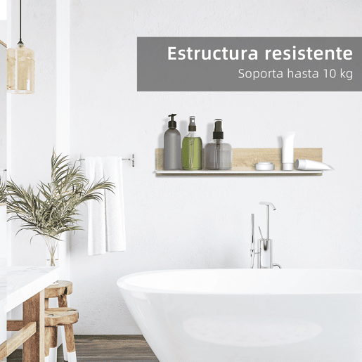 HOMCOM Estante de Parede Estante Flutuante de Madeira para Sala de Estar Dormitório Cozinha Casa de Banho 120x15x20cm Carvalho e Branco