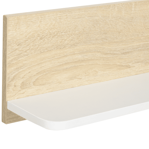 HOMCOM Estante de Parede Estante Flutuante de Madeira para Sala de Estar Dormitório Cozinha Casa de Banho 120x15x20cm Carvalho e Branco