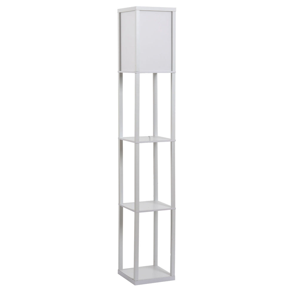 Lámpara Pie con Estantes MDF, Acrílico HOMCOM