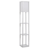 HOMCOM Candeeiro de Pé com Prateleiras de Armazenamento, Candeeiro de Leitura Moderno, Abajur de Acrílico, Casquilho E27, para Decoração, Sala, Quarto, Escritório, Branco