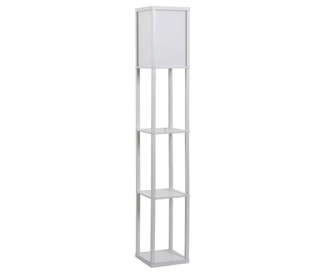 Homcom lámpara de pie con estantes de almacenaje, lámpara de lectura moderna, pantalla de acrílico, casquillo e27, para decoración, salón, dormitorio,