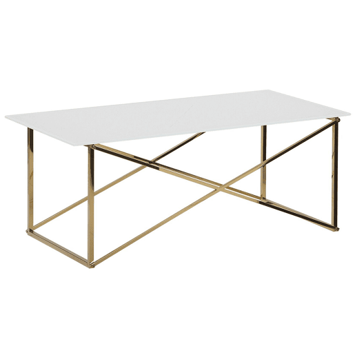 Mesa de centro EMPORIA Vidro de segurança (temperado) BrancoDourado