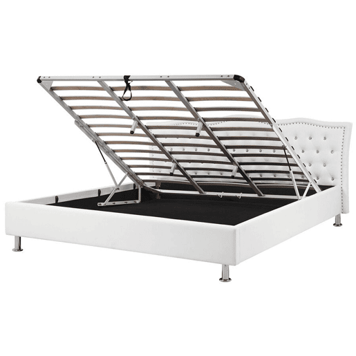 Cama baú Pele sintética METZ 180 x 200 cm Branco
