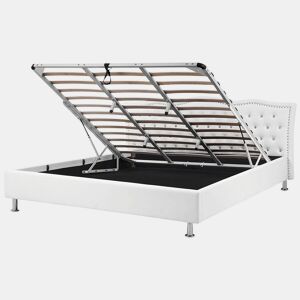 Cama baú Pele sintética METZ 180 x 200 cm Branco