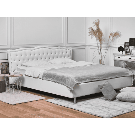 Cama baú Pele sintética METZ 180 x 200 cm Branco