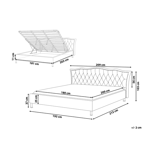Cama baú Pele sintética METZ 180 x 200 cm Branco