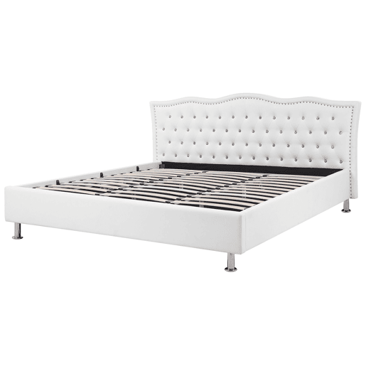 Cama baú Pele sintética METZ 180 x 200 cm Branco