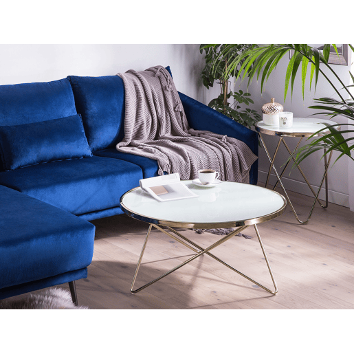Mesa de centro MERIDIAN Vidro de segurança (temperado) BrancoDourado