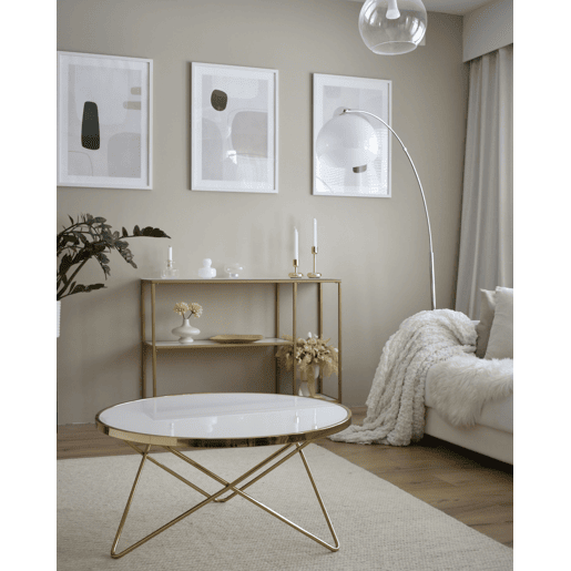Mesa de centro MERIDIAN Vidro de segurança (temperado) BrancoDourado