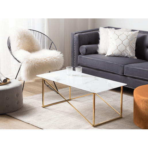 Mesa de centro EMPORIA Vidro de segurança (temperado) MármoreDourado