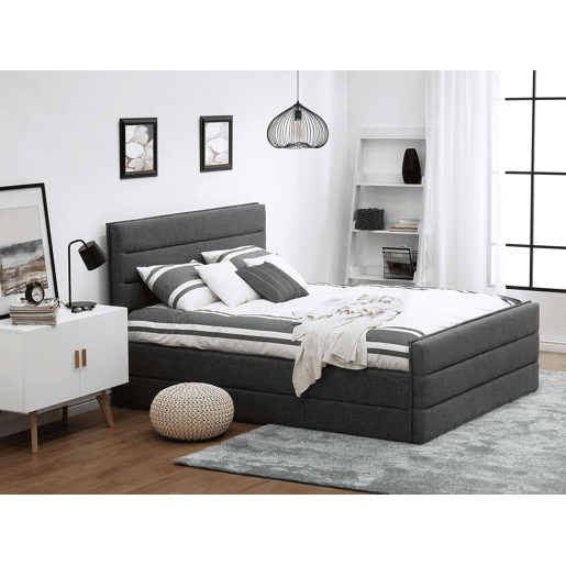 Cama Tecido VALBONNE 160 x 200 cm Cinzento escuro
