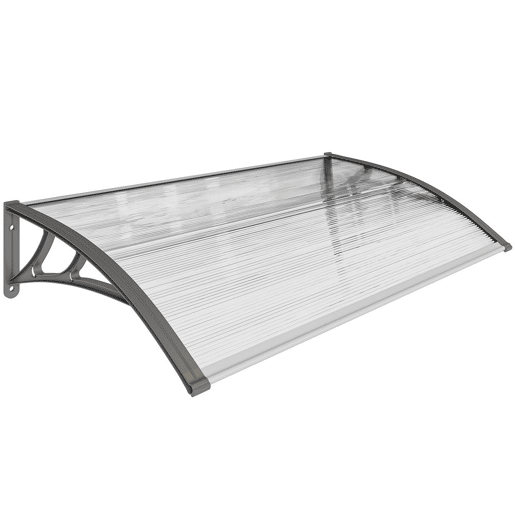 Outsunny Cobertura Exterior para Portas e Janelas, 110x60 cm, Telhado de Proteção contra Sol e Chuva, com Cobertura de Policarbonato, Suportes em PP e Barra de Alumínio, Cinzento e Transparente Outsunny Cobertura Exterior para Portas e Janelas, 110x60 cm, Telhado de Proteção contra Sol e Chuva, com Cobertura de Policarbonato, Suportes em PP e Barra de Alumínio, Cinzento e Transparente