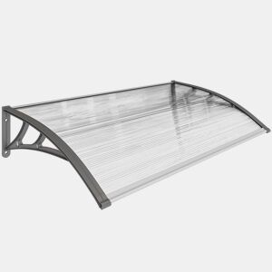 Outsunny Cobertura Exterior para Portas e Janelas, 110x60 cm, Telhado de Proteção contra Sol e Chuva, com Cobertura de Policarbonato, Suportes em PP e Barra de Alumínio, Cinzento e Transparente