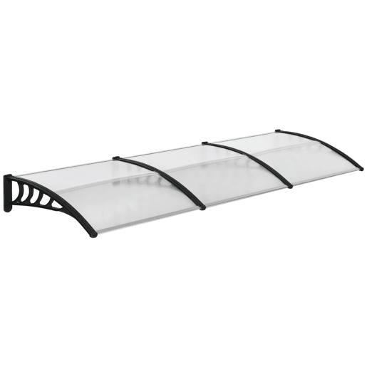 Outsunny Canopy Canopy 303x96 cm Dossel exterior para portas e janelas contra o sol e a chuva com suporte transparente em liga de alumínio PP policarbonato