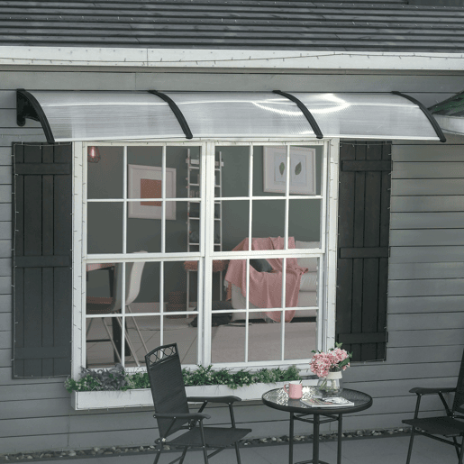 Outsunny Canopy Canopy 303x96 cm Dossel exterior para portas e janelas contra o sol e a chuva com suporte transparente em liga de alumínio PP policarbonato