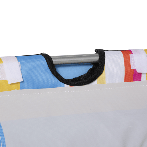 Outsunny Conjunto de 2 Esteiras de Praia Dobráveis 124x53x35-45 cm com Encosto Ajustável em 5 Posições e Almofada de Cabeça Esteiras Portáteis em Tecido Oxford com Estrutura de Aço e Bolsa de Transporte para Jardim Multicolor
