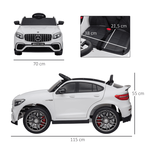 HOMCOM Carro Elétrico Mercedes AMG 12V para Crianças acima de 3 Anos com Controle Remoto Música Luzes Abertura da Porta 115x70x55cm Branco HOMCOM Carro Elétrico Mercedes AMG 12V para Crianças acima de 3 Anos com Controle Remoto Música Luzes Abertura da Porta 115x70x55cm Branco