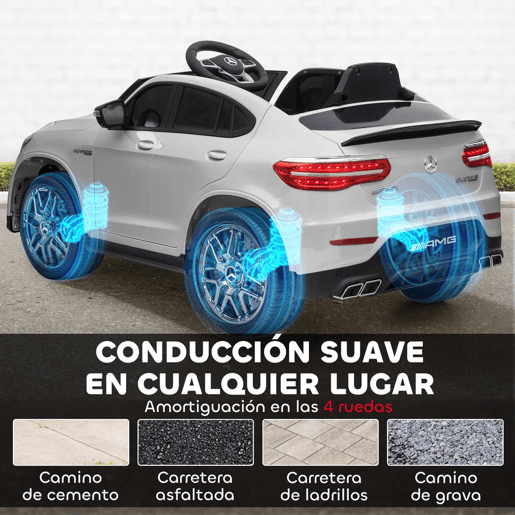 HOMCOM Carro Elétrico Mercedes AMG 12V para Crianças acima de 3 Anos com Controle Remoto Música Luzes Abertura da Porta 115x70x55cm Branco HOMCOM Carro Elétrico Mercedes AMG 12V para Crianças acima de 3 Anos com Controle Remoto Música Luzes Abertura da Porta 115x70x55cm Branco