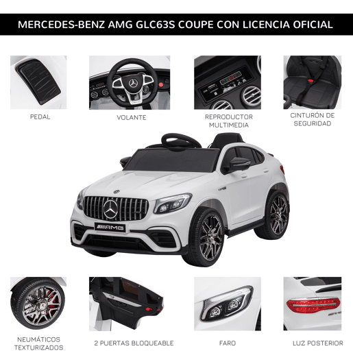HOMCOM Carro Elétrico Mercedes AMG 12V para Crianças acima de 3 Anos com Controle Remoto Música Luzes Abertura da Porta 115x70x55cm Branco HOMCOM Carro Elétrico Mercedes AMG 12V para Crianças acima de 3 Anos com Controle Remoto Música Luzes Abertura da Porta 115x70x55cm Branco